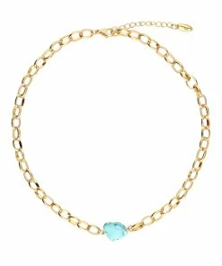 SHAKER JEWELS Collier Duna Turquoise Argent Doré