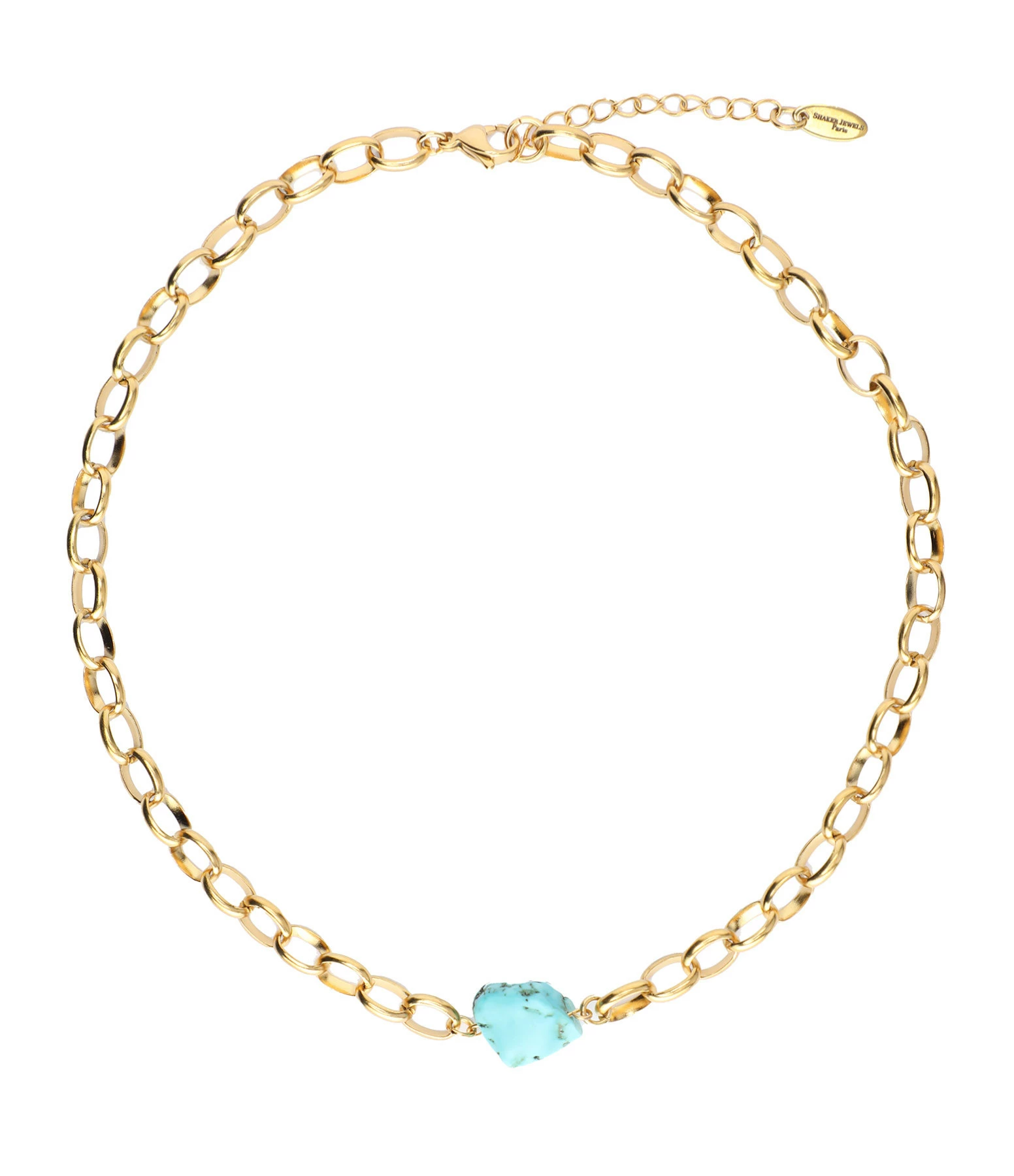 SHAKER JEWELS Collier Duna Turquoise Argent Doré