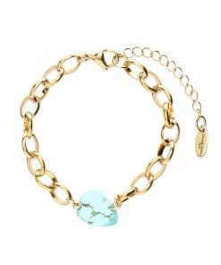 SHAKER JEWELS Bracelet Duna Turquoise Argent Doré