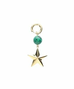 SHAKER JEWELS Boucle D'oreille Star Malachite Argent Doré (vendue à L'unité)
