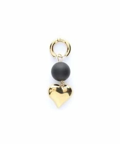SHAKER JEWELS Boucle D'oreille Love Onyx Argent Doré (vendue à L'unité)