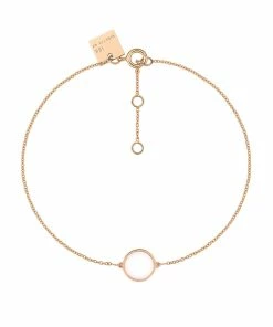 Ginette NY Bracelet Ever Mini Disc Or Rose Agate Blanche