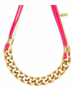 PERRINE TAVERNITI Sautoir Iris Rose Jaune Fluo