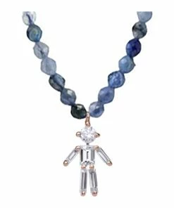 LITTLE ONES Collier Rainbow Garçon Sodalite Or Rose Diamants