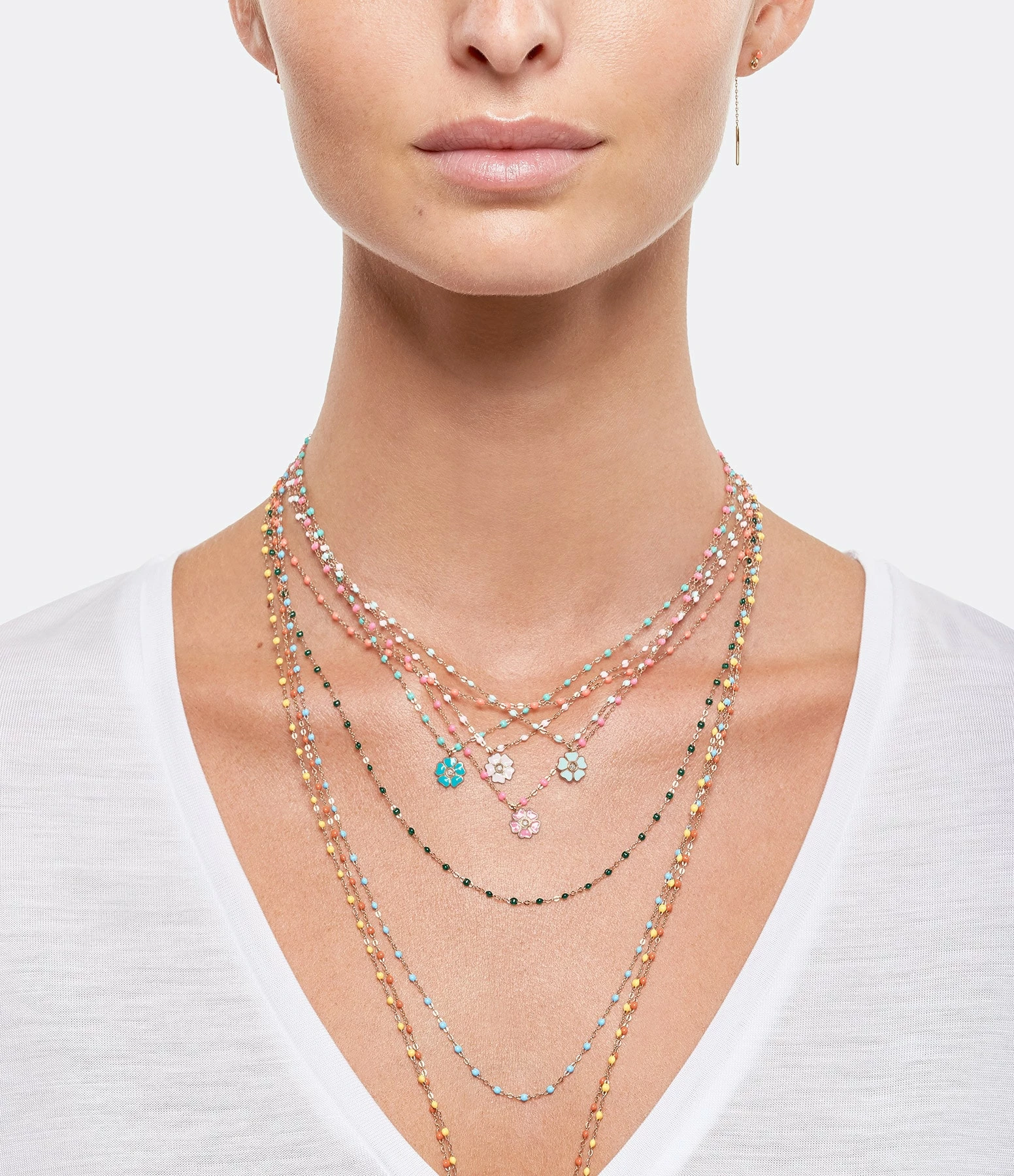 GIGI CLOZEAU Collier Perles Résine Fleur Diamant Or Rose – Image 8