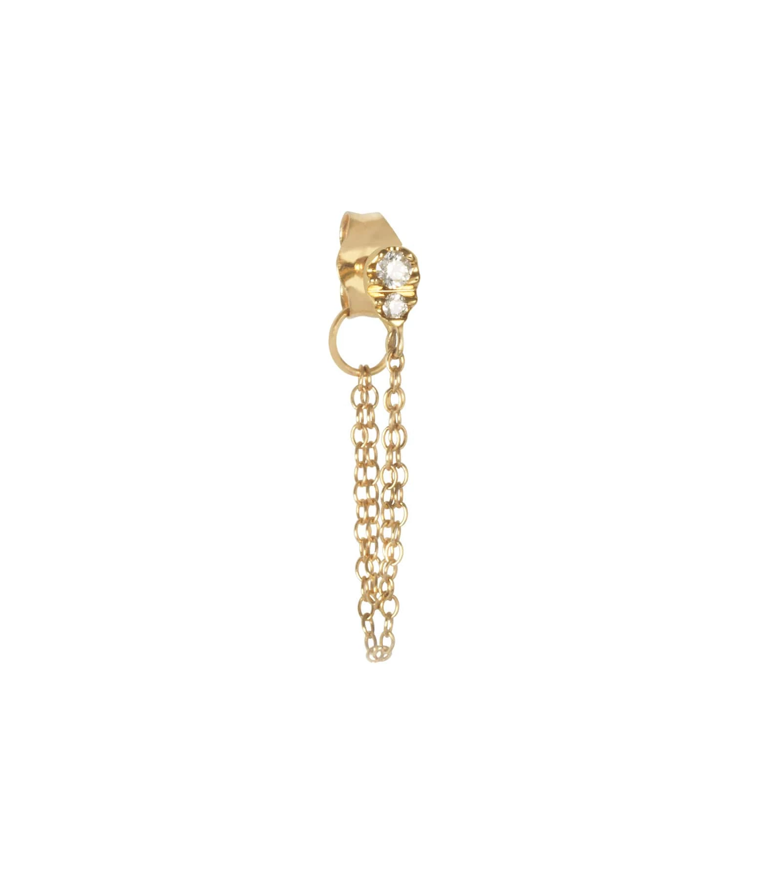 AND...PARIS Boucle D'oreille Double Chaîne Goutte Diamants Or (vendue à L'unité) 3 AND...PARIS Boucle D'oreille Double Chaîne Goutte Diamants Or (vendue à L'unité)