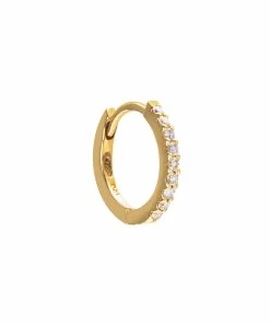 AND...PARIS Mini Créole Demi-Pavée Diamants Or (vendue à L'unité)