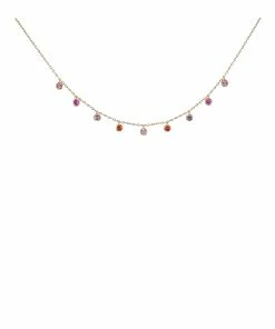 AND...PARIS Collier 9 Multi-Saphirs Or
