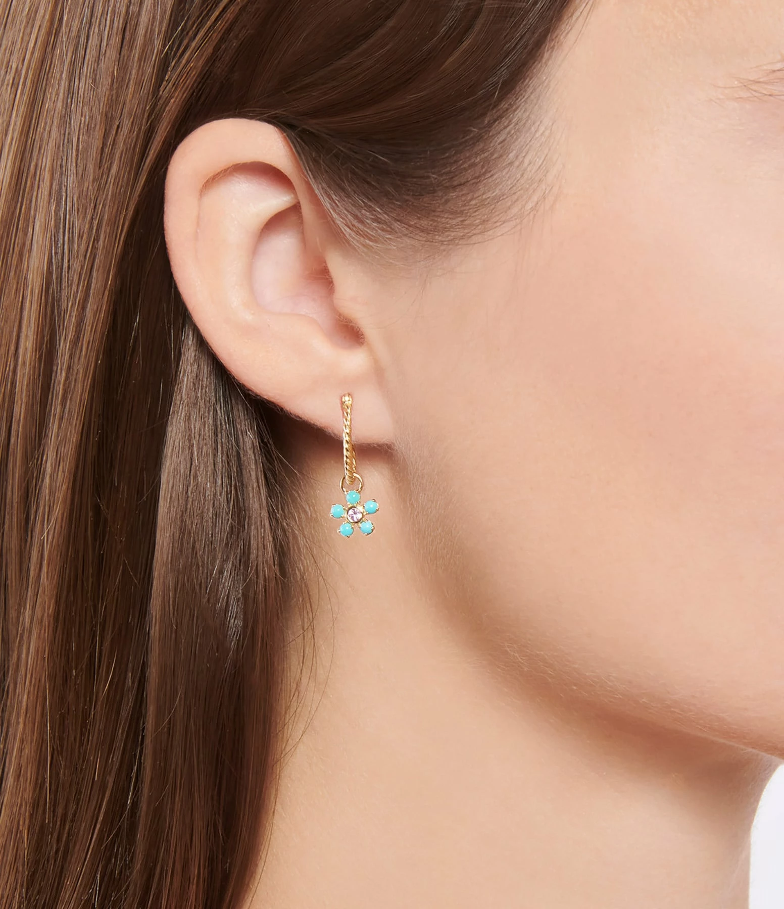 AND...PARIS Mini Charm Fleur Saphir Rose Turquoise Or 3 AND...PARIS Mini Charm Fleur Saphir Rose Turquoise Or
