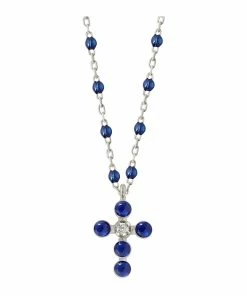 GIGI CLOZEAU Collier Mini Gigi Résine Croix Perlée Diamants Or Blanc