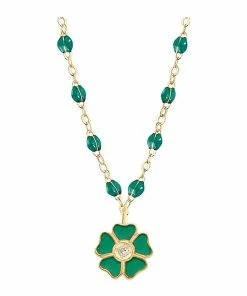 GIGI CLOZEAU Collier Perles Résine Fleur Diamant Or Jaune