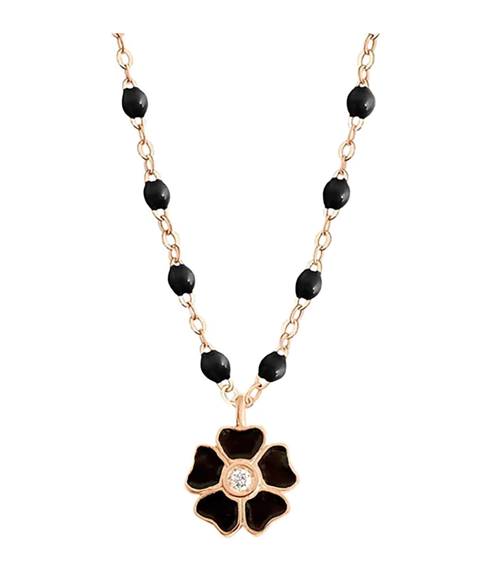 GIGI CLOZEAU Collier Perles Résine Fleur Diamant Or Rose – Image 5