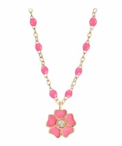 GIGI CLOZEAU Collier Perles Résine Fleur Diamant Or Rose