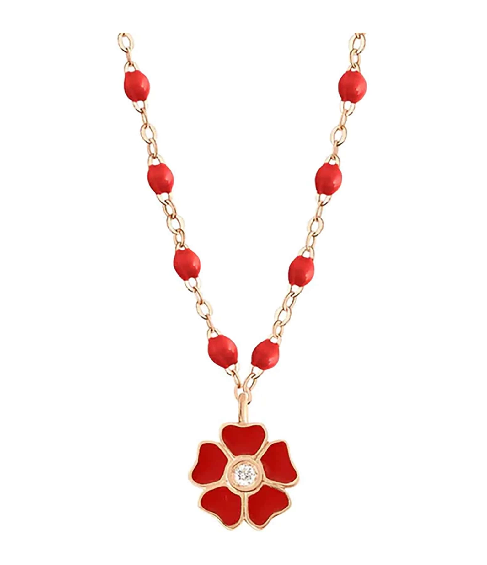 GIGI CLOZEAU Collier Perles Résine Fleur Diamant Or Rose – Image 2