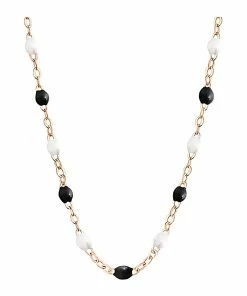 GIGI CLOZEAU Collier Perles Résine Noir Blanc Or Rose, Exclusivité Lulli