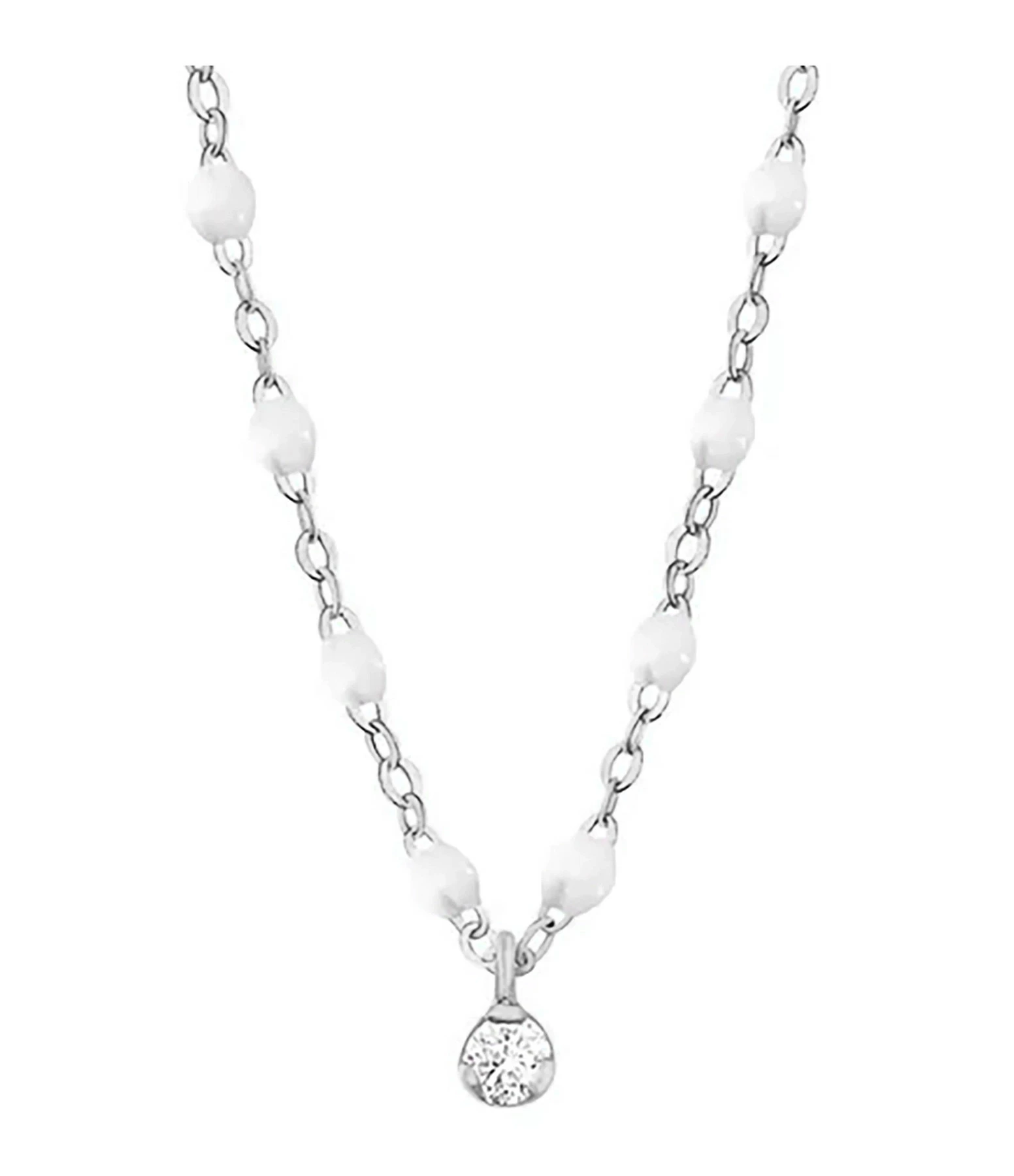 GIGI CLOZEAU Collier 1 Diamant Perles Résine Or Blanc 7 GIGI CLOZEAU Collier 1 Diamant Perles Résine Or Blanc – Image 5
