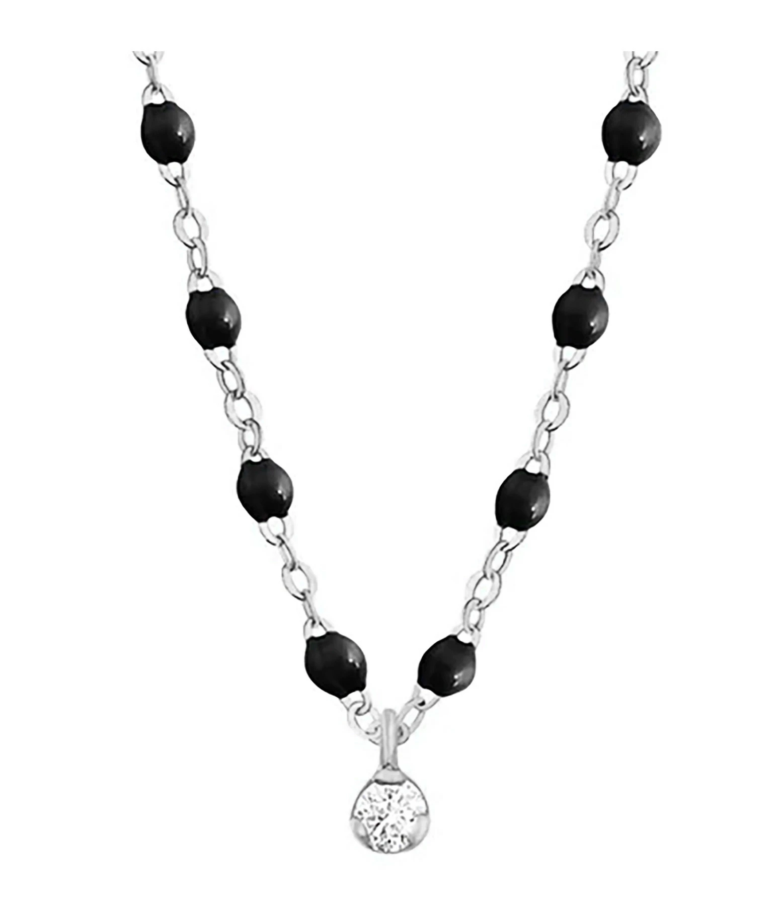 GIGI CLOZEAU Collier 1 Diamant Perles Résine Or Blanc 3 GIGI CLOZEAU Collier 1 Diamant Perles Résine Or Blanc