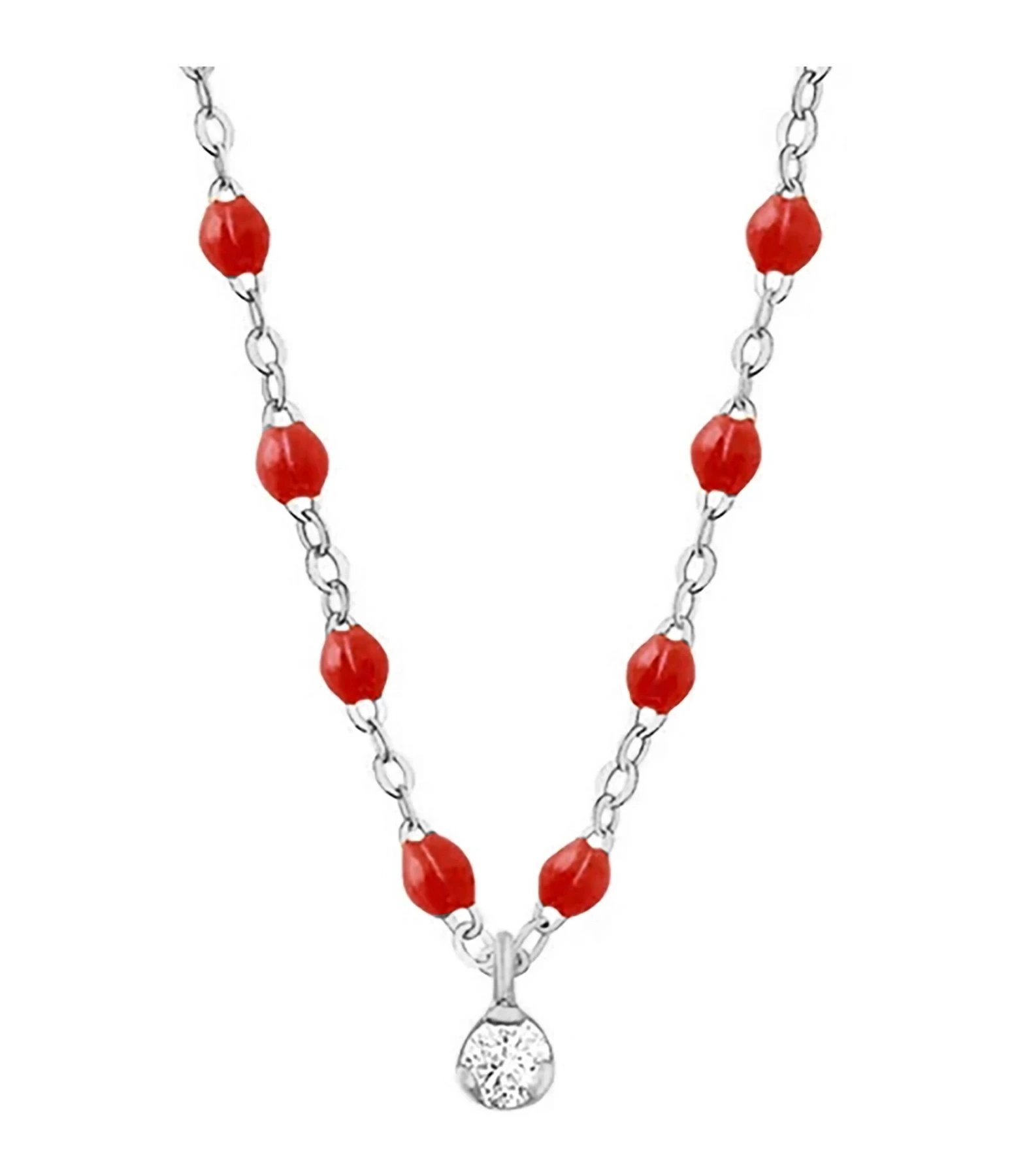 GIGI CLOZEAU Collier 1 Diamant Perles Résine Or Blanc 4 GIGI CLOZEAU Collier 1 Diamant Perles Résine Or Blanc – Image 2