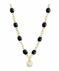 GIGI CLOZEAU Collier 1 Diamant Perles Résine Or Jaune