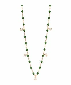 GIGI CLOZEAU Collier 5 Diamants Perles Résine Or Rose