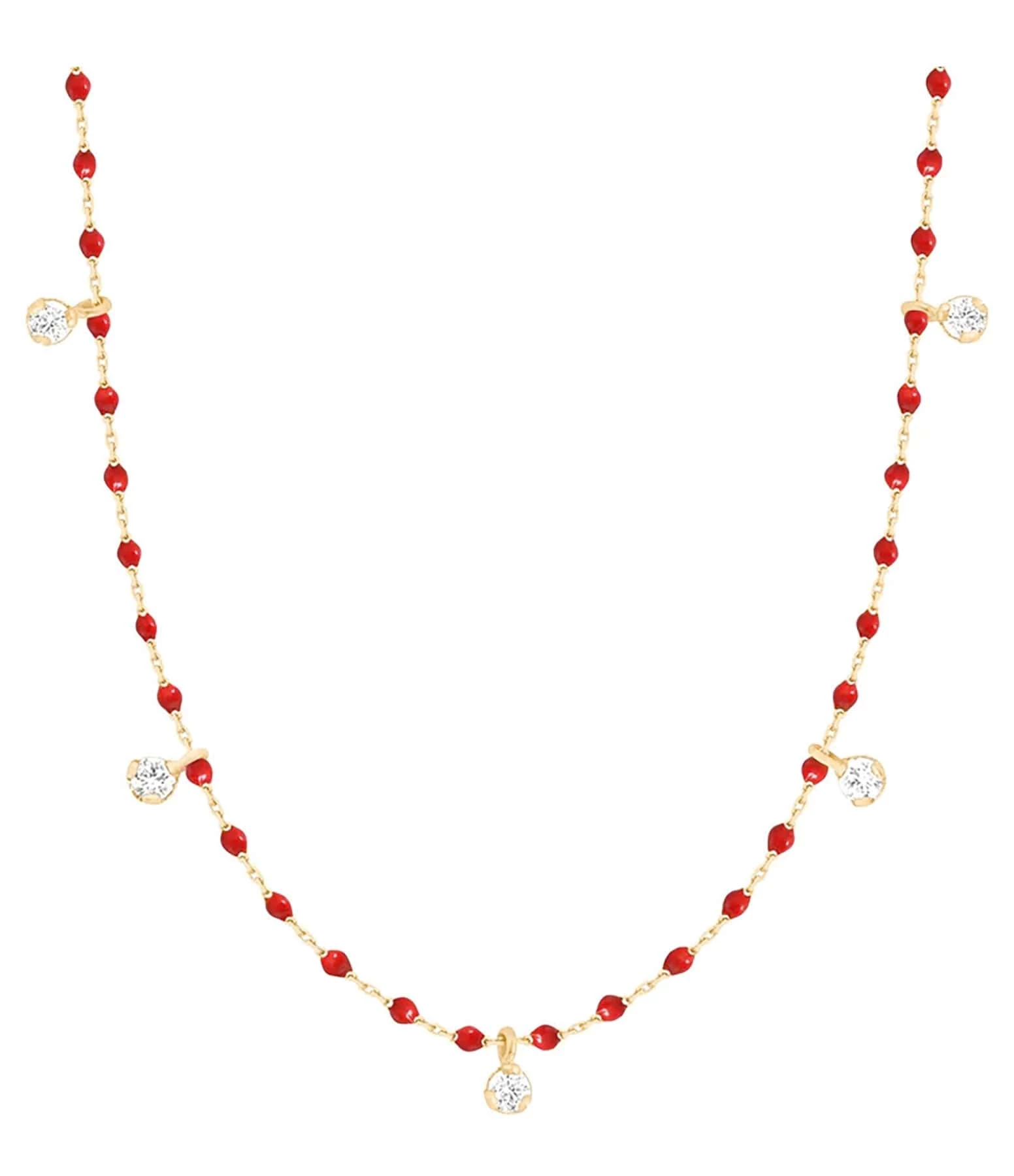 GIGI CLOZEAU Collier 5 Diamants Mini Perles Résine Or 6 GIGI CLOZEAU Collier 5 Diamants Mini Perles Résine Or – Image 4