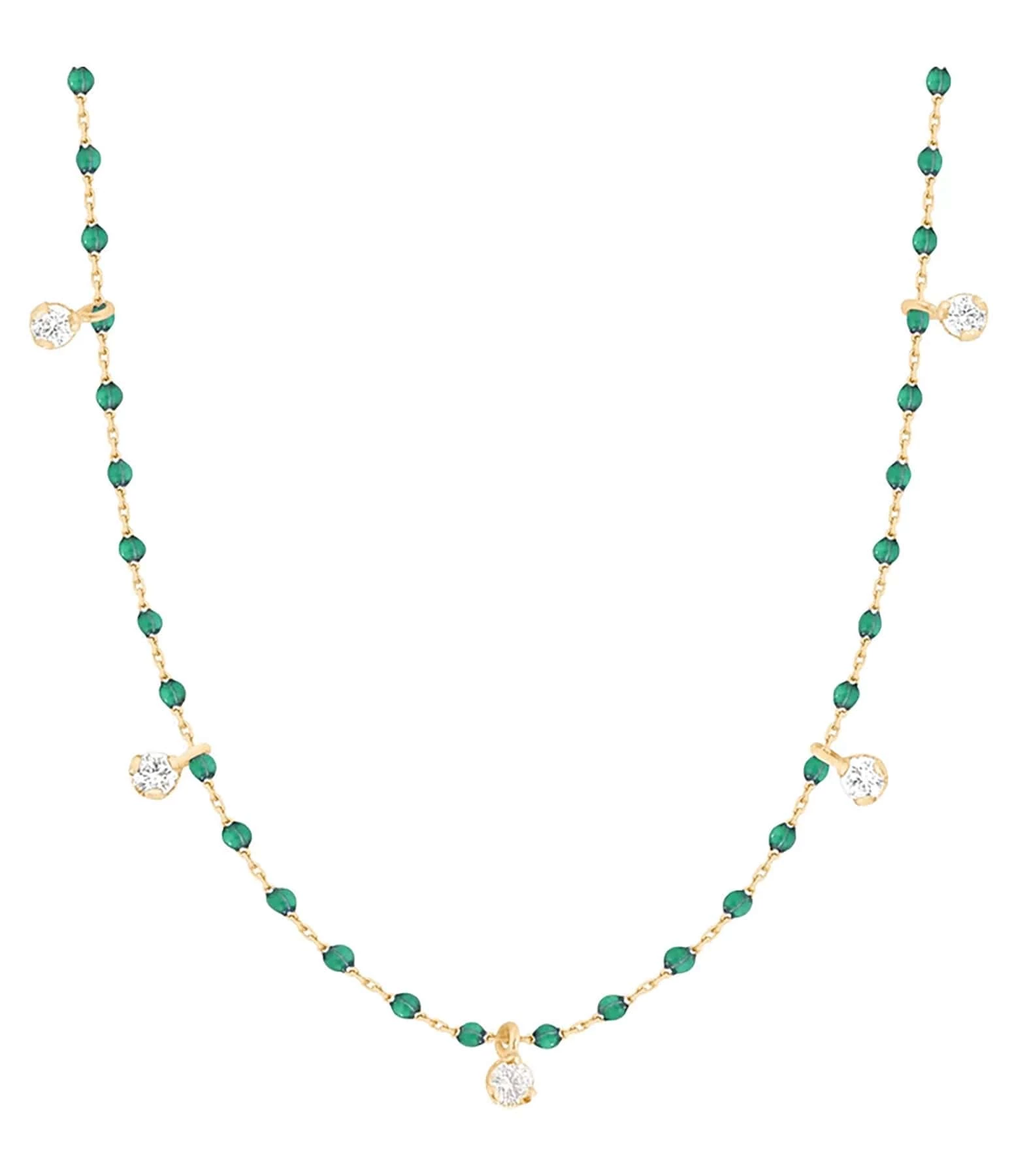 GIGI CLOZEAU Collier 5 Diamants Mini Perles Résine Or 7 GIGI CLOZEAU Collier 5 Diamants Mini Perles Résine Or – Image 5
