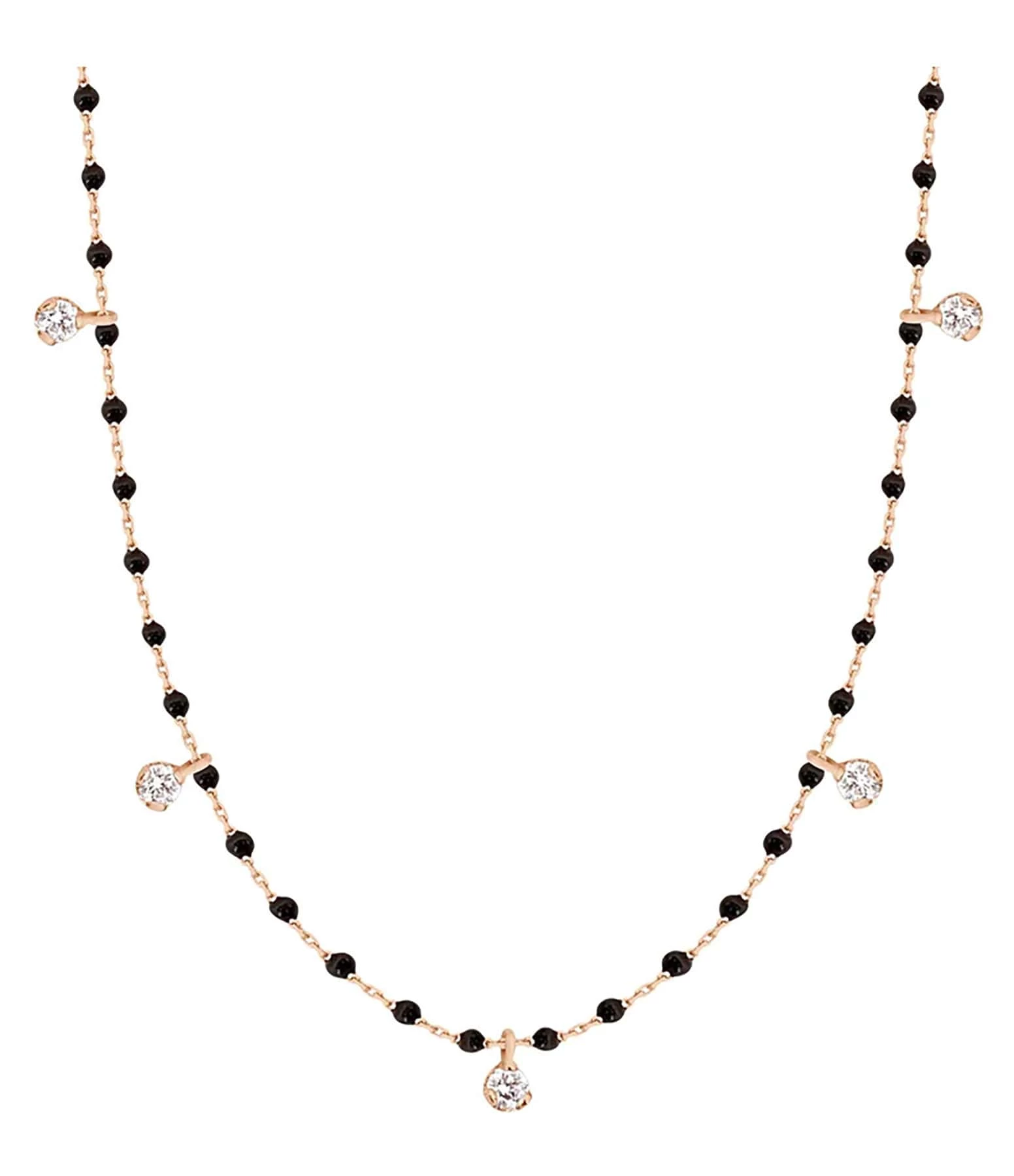 GIGI CLOZEAU Collier 5 Diamants Mini Perles Résine Or 4 GIGI CLOZEAU Collier 5 Diamants Mini Perles Résine Or – Image 2