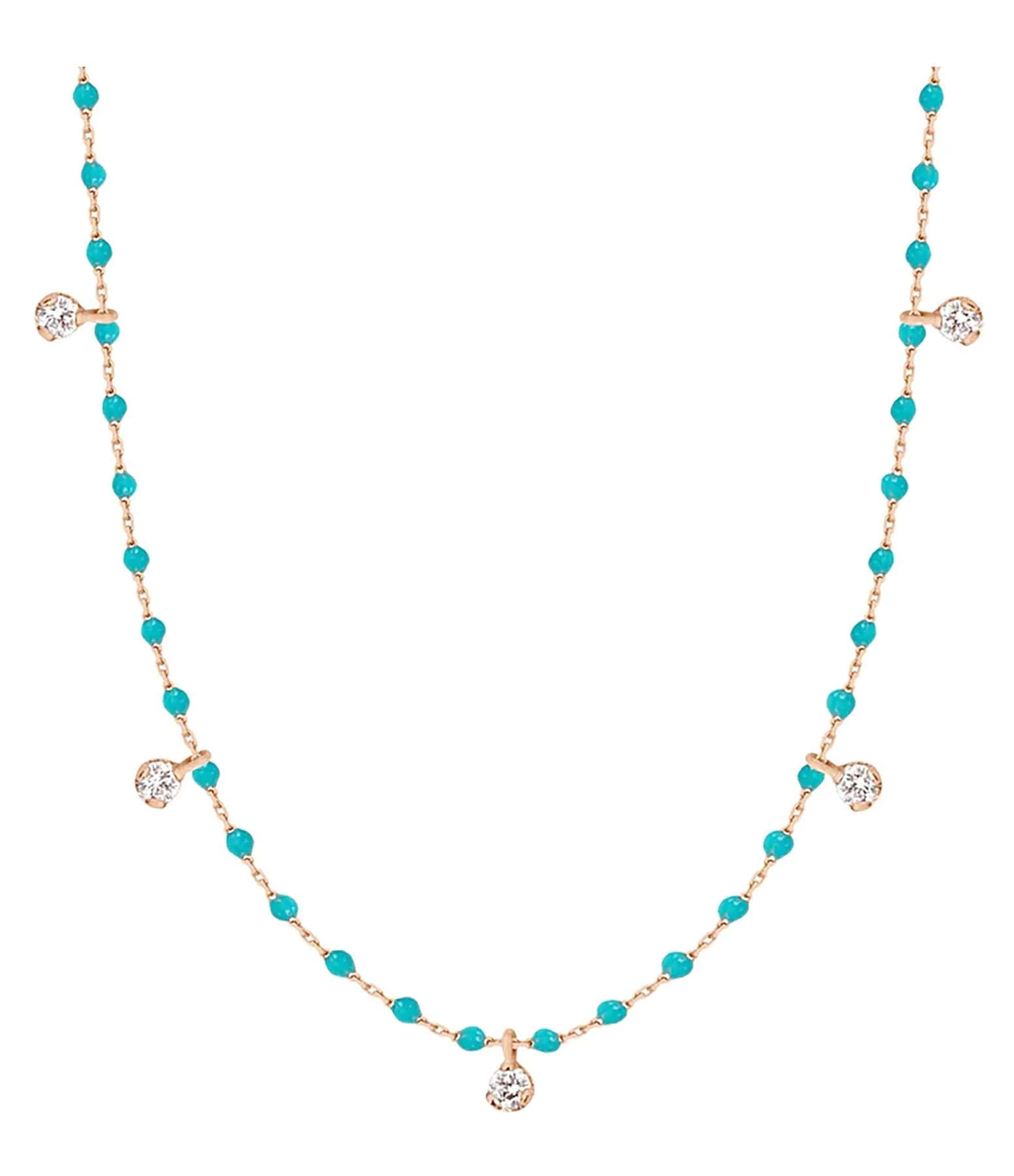 GIGI CLOZEAU Collier 5 Diamants Mini Perles Résine Or 3 GIGI CLOZEAU Collier 5 Diamants Mini Perles Résine Or