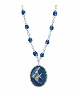 GIGI CLOZEAU Collier Poisson Ange Perles Résine Or Blanc