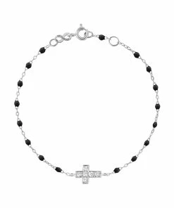GIGI CLOZEAU Bracelet Résine Croix Diamants Or Blanc