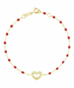 GIGI CLOZEAU Bracelet Résine Cœur Suprême Diamants Or Jaune