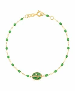 GIGI CLOZEAU Bracelet Cactus Perles Résine Vert Prairie Or Jaune