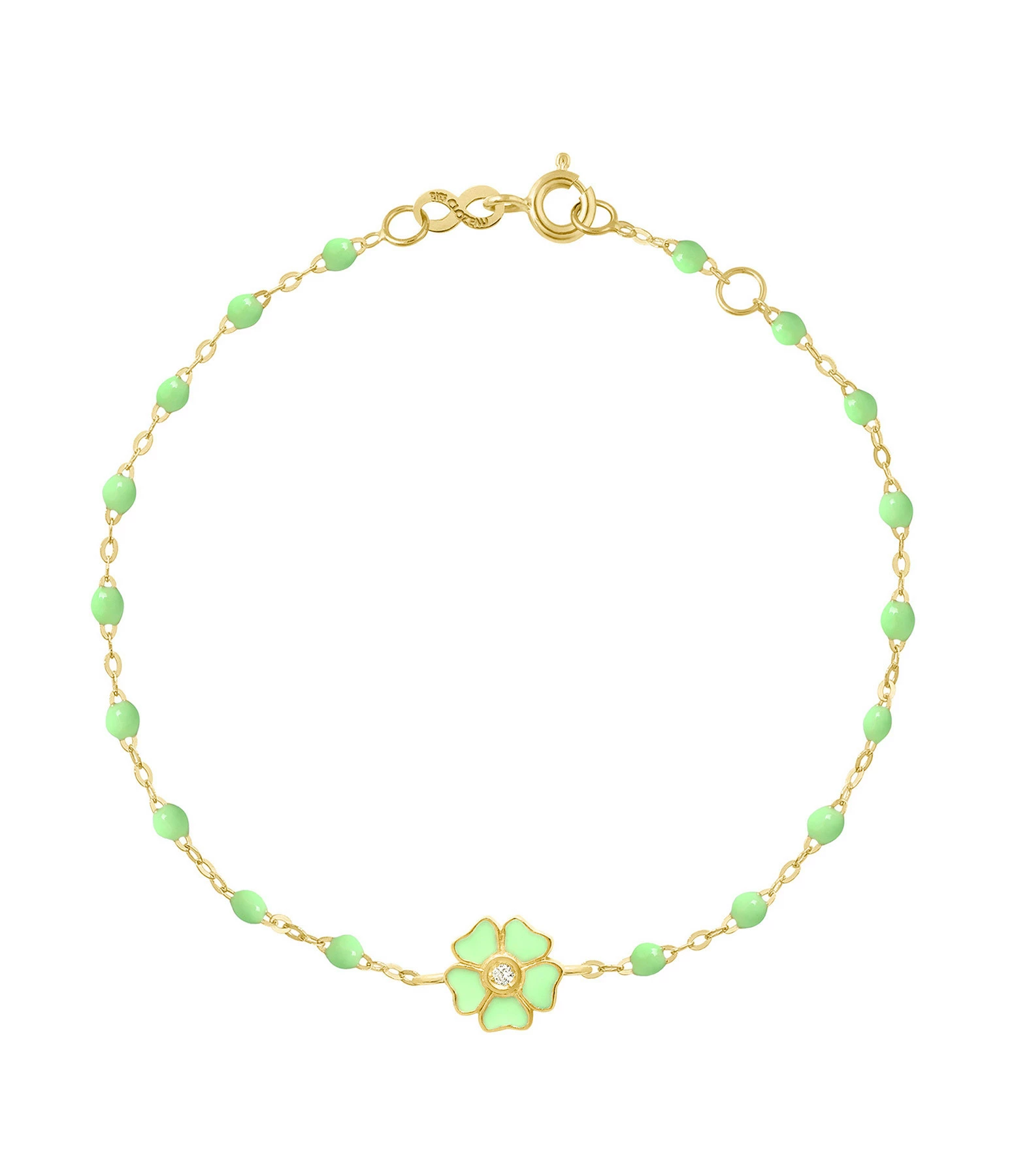 GIGI CLOZEAU Bracelet Perles Résine Fleur Diamant Or Jaune 3 GIGI CLOZEAU Bracelet Perles Résine Fleur Diamant Or Jaune