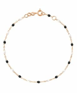 GIGI CLOZEAU Bracelet Perles Résine Noir Blanc Or Rose, Exclusivité Lulli