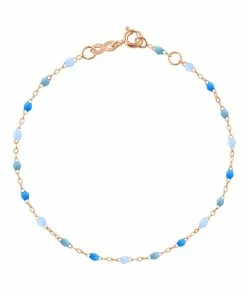 GIGI CLOZEAU Bracelet Perles Résine Bleu Or Rose, Exclusivité Lulli