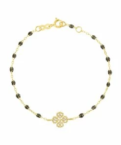 GIGI CLOZEAU Bracelet Résine Lucky Trèfle Diamants Or Jaune