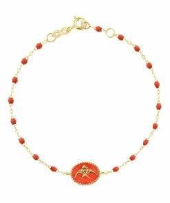 GIGI CLOZEAU Bracelet Poisson Ange Perles Résine Or Jaune