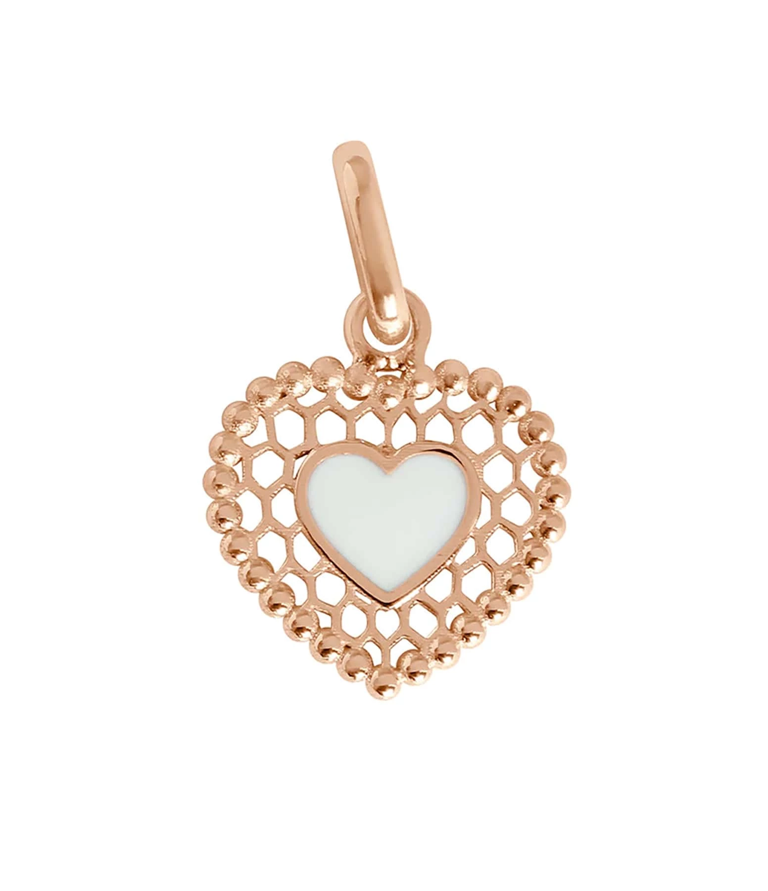 GIGI CLOZEAU Pendentif Cœur Dentelle Résine Or Rose 4 GIGI CLOZEAU Pendentif Cœur Dentelle Résine Or Rose – Image 2
