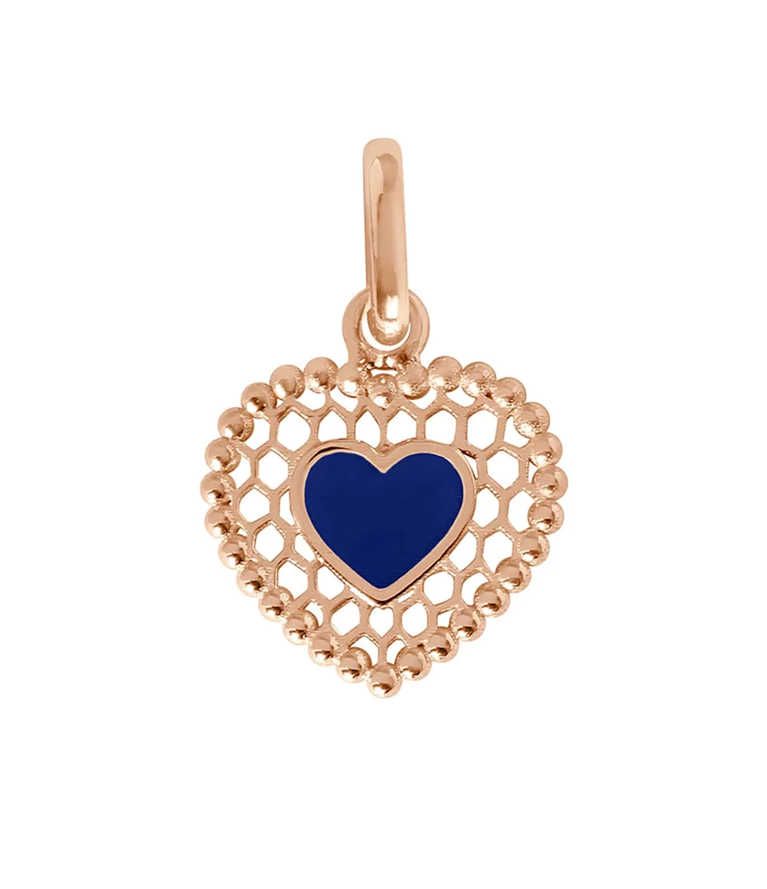 GIGI CLOZEAU Pendentif Cœur Dentelle Résine Or Rose 5 GIGI CLOZEAU Pendentif Cœur Dentelle Résine Or Rose – Image 3