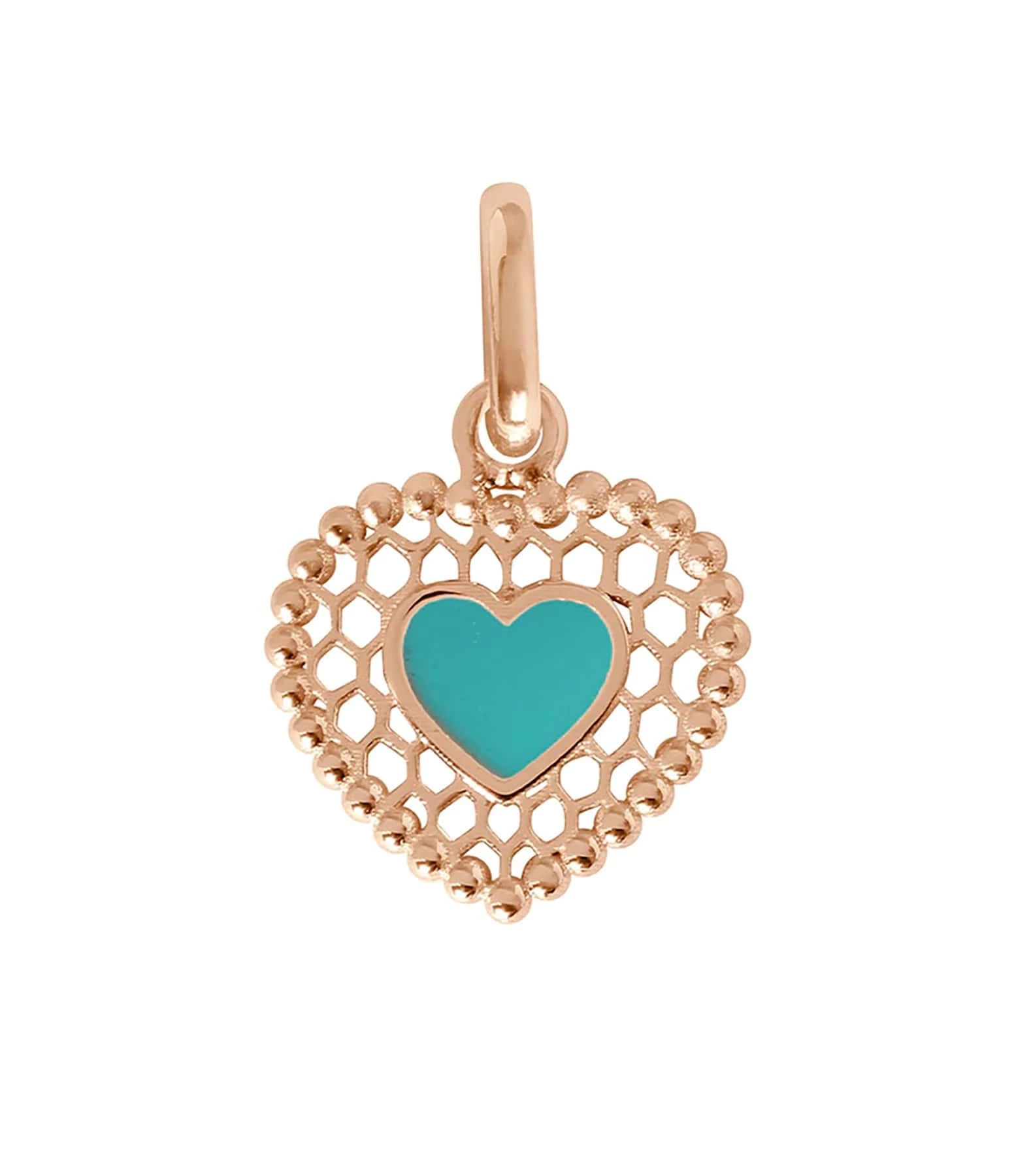 GIGI CLOZEAU Pendentif Cœur Dentelle Résine Or Rose 3 GIGI CLOZEAU Pendentif Cœur Dentelle Résine Or Rose