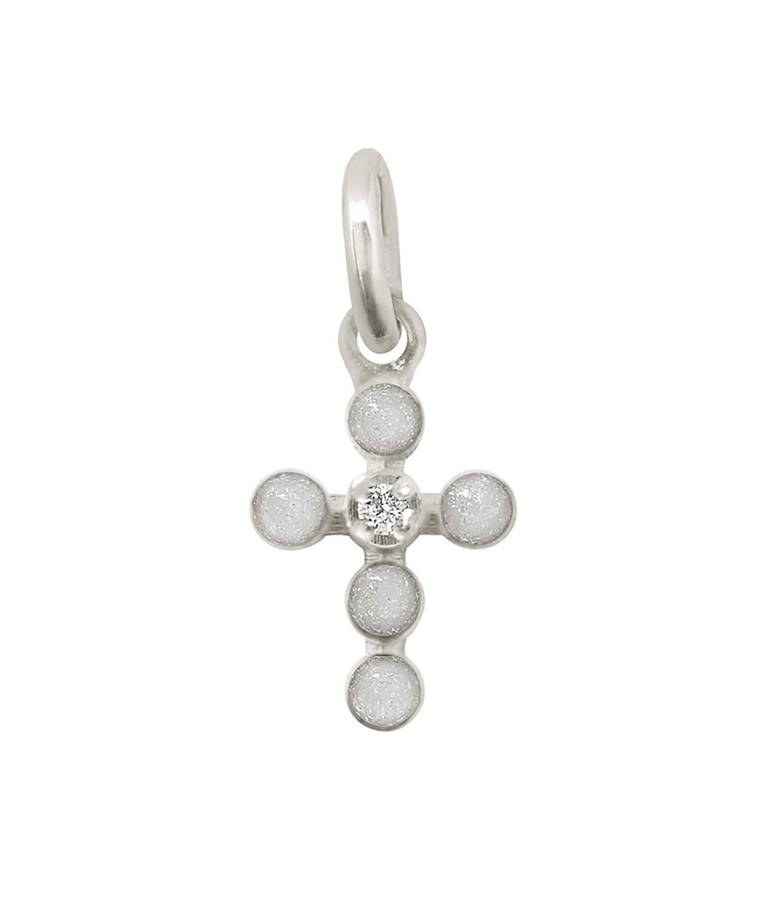 GIGI CLOZEAU Pendentif Croix Perlée Résine Diamants Or Blanc 3 GIGI CLOZEAU Pendentif Croix Perlée Résine Diamants Or Blanc