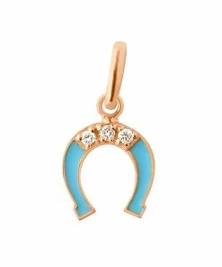 GIGI CLOZEAU Pendentif Résine Fer à Cheval Diamants Or Rose