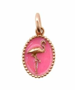 GIGI CLOZEAU Pendentif Médaille Flamant Résine Or Rose