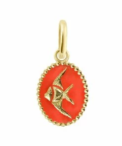 GIGI CLOZEAU Pendentif Poisson Ange Perles Résine Or Jaune