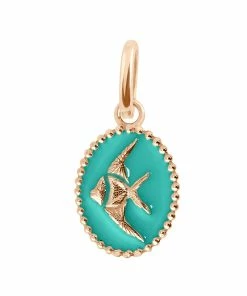 GIGI CLOZEAU Pendentif Poisson Ange Perles Résine Or Rose