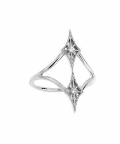 NAVA JOAILLERIE Bague Cheyenne Losange Double Diamants Or Blanc