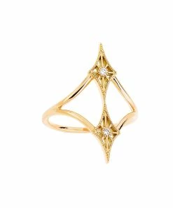 NAVA JOAILLERIE Bague Cheyenne Losange Double Diamants Or Jaune