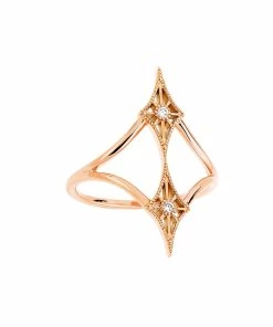 NAVA JOAILLERIE Bague Cheyenne Losange Double Diamants Or Rose