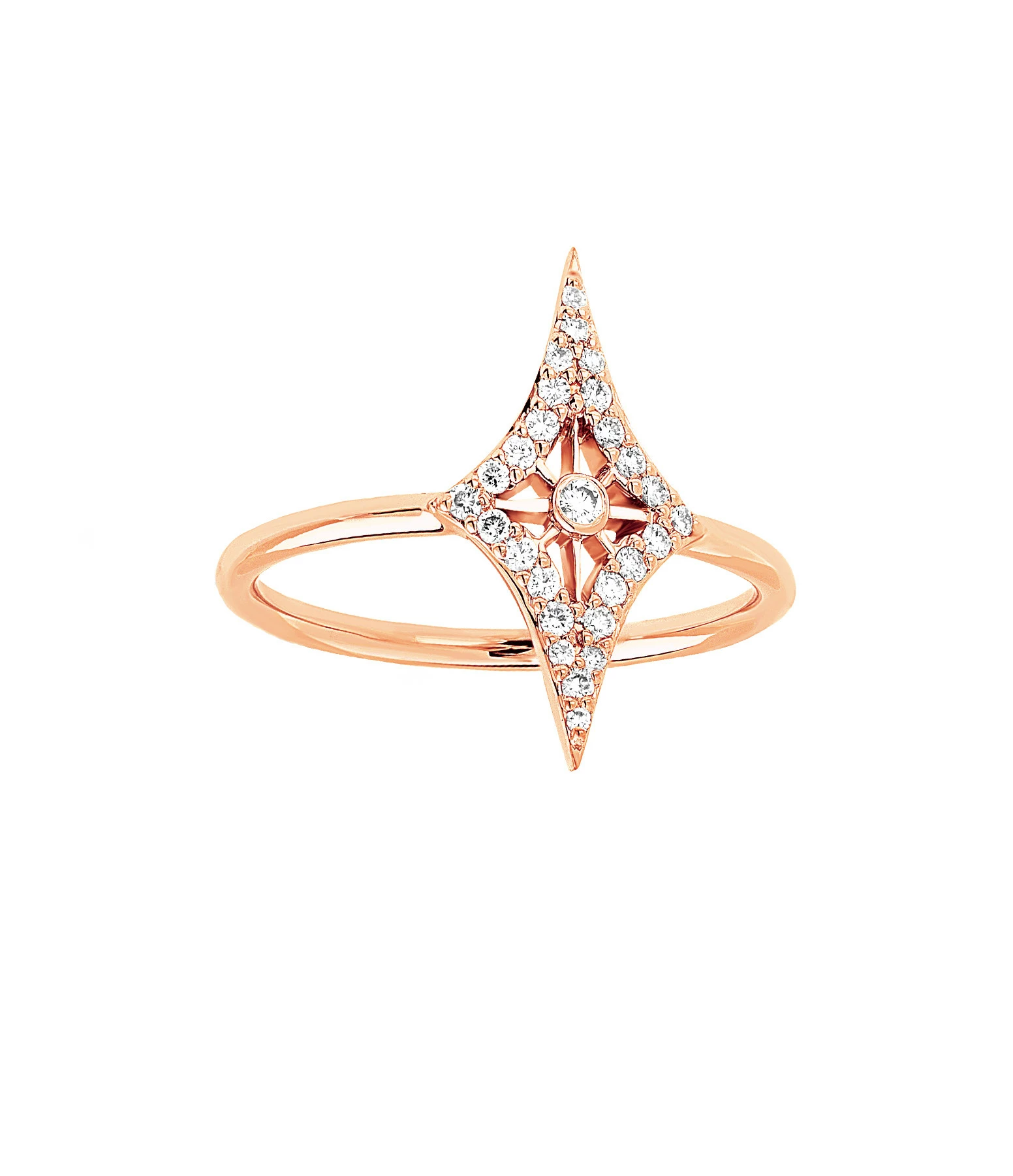 NAVA JOAILLERIE Bague Mini-Cheyenne Losange Diamants Or Rose 3 NAVA JOAILLERIE Bague Mini-Cheyenne Losange Diamants Or Rose