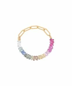 ATELIER PAULIN Bague Chaîne Nonza Saphir Rainbow Gold Filled